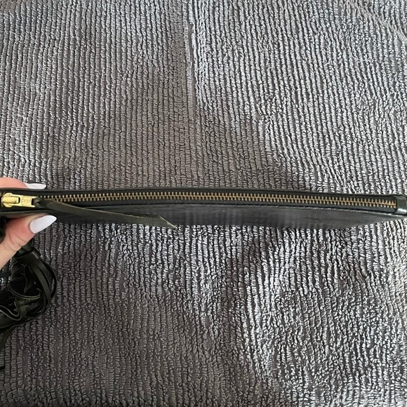 Hacienda Montaecristo Large Wristlet Black Gray Leather Artesian Handmade Mexico - Picture 10 of 12